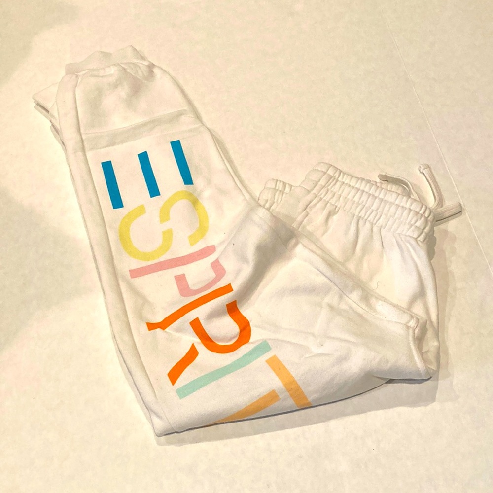 Esprit by PAC Sun white joggers with multicolor logo on the side
